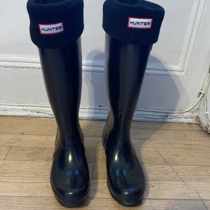 Tall Hunter Rain Boots - Black Gloss